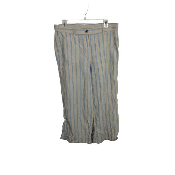 4080)J Jill Love Linen Flax-Blue Creased -front Wide Legs Pants Size MP - Picture 3 of 9